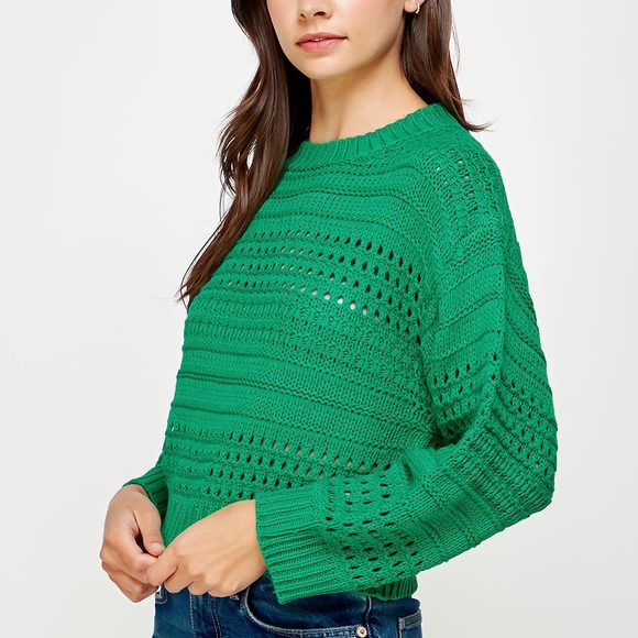 GREEN CROCHET SWEATER - Picture 2 of 3